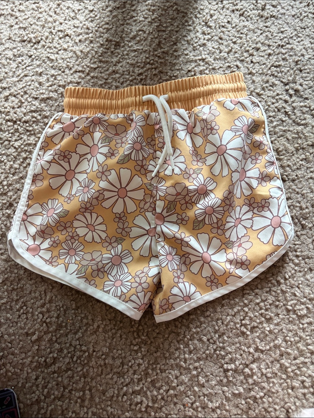 B51 Little Co Floral Daisy Print Yellow Swim Shorts, 24 months NWOT